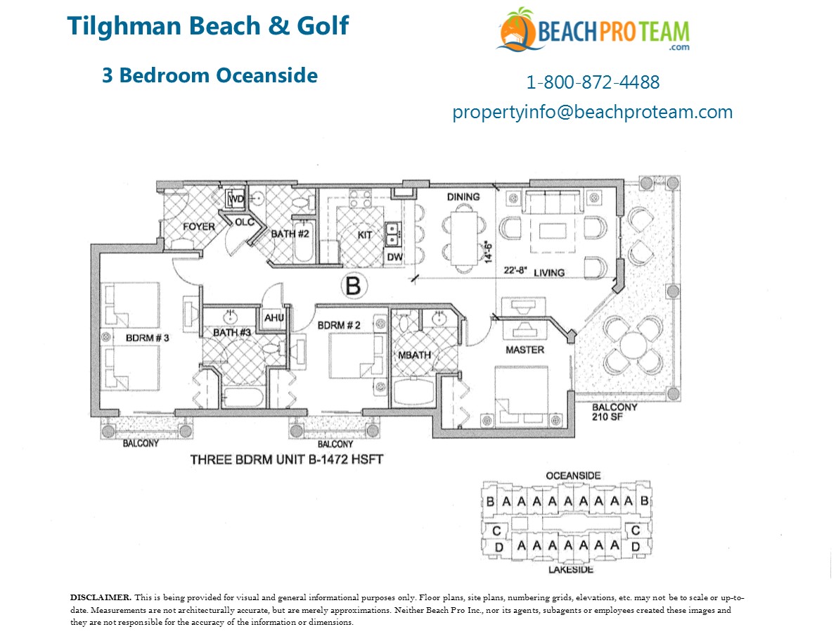 Tilghman Beach & Golf Floor Plan B - 3 Bedroom Oceanside Corner